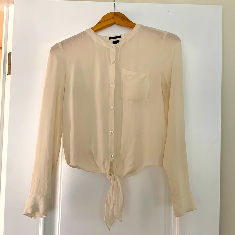 Theory Silk Blouse- Ivory- petite